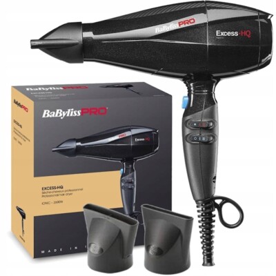 BABYLISS PRO EXCESS-HQ BAB6990IE HAIR DRYER 2600W, IONIC TECHNOLOGY, TWO  NOZZLES