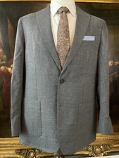 Daniel Cremieux SZ L Gray 100% Wool Basketweave Surgeon Cuffs 2Btn Blazer Jacket