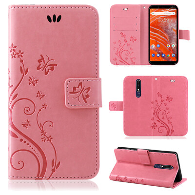 Nokia 5.1 Plus Handy Tasche Handyhülle Wallet Schutz Hülle Blumen Flip Cover Neu