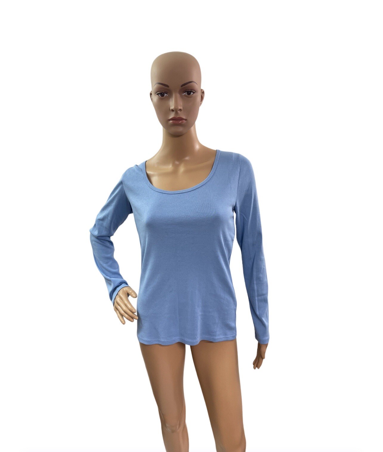 J Crew Women’s Size Medium Long Sleeve Round Neck Blue Tee