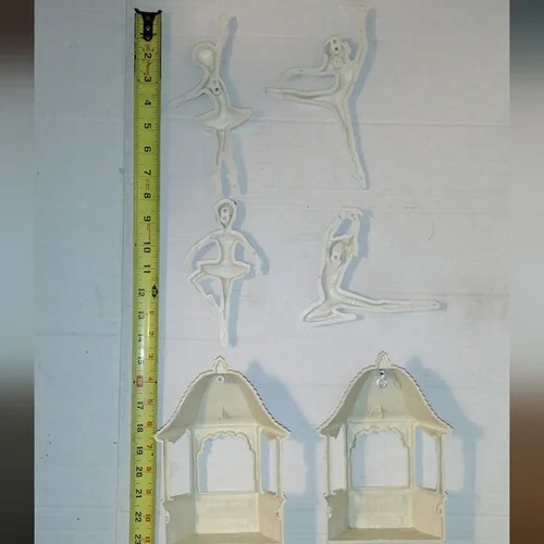 Vintage Collectible Pc 4 Dancing Ballerina Girls & 2 Gazabos Set Of 6 - Picture 12 of 14