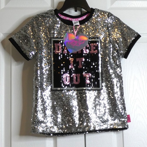 JoJo Siwa Dance It Out Top UK Shirt Silver Sequins Unique Girls Size 10/11 NWT - Picture 3 of 9