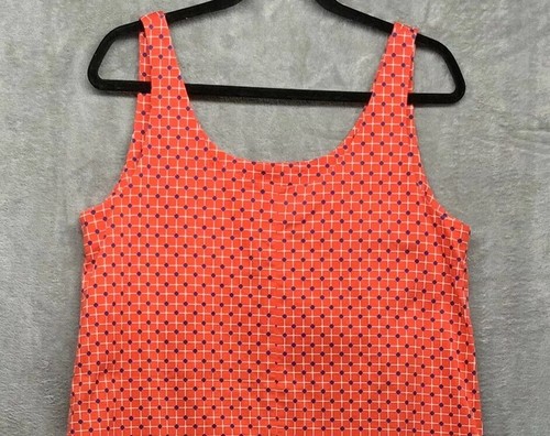 Joe Fresh JCPenney Womens Mini Shift Dress Orange Geometric Stretch Sleeveless L - Picture 6 of 8