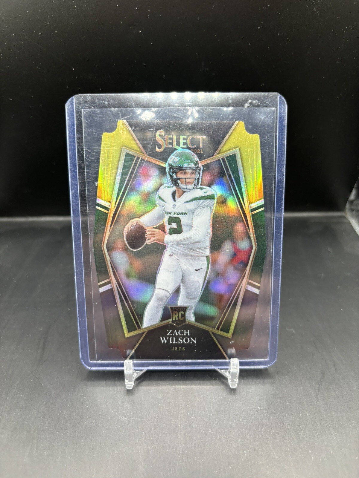 Zach Wilson 2021 Select Green/Yellow Premier Level Die Cut Rookie Rc Jets