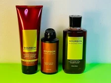 BOURBON Body Cream, Body Spray for Men & 3-in-1 Hair, Face & Body Wash