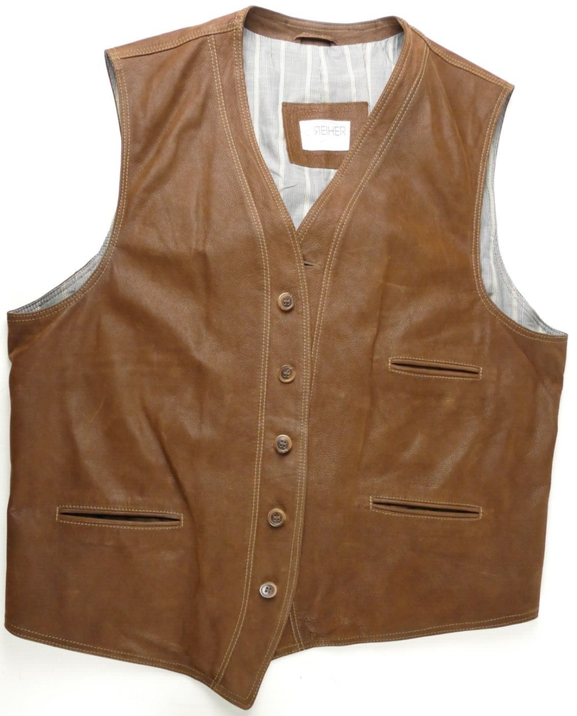 FILA Giubbotto airone pelle liscia marrone indossato leggermente patinato tg.54 RT 1749