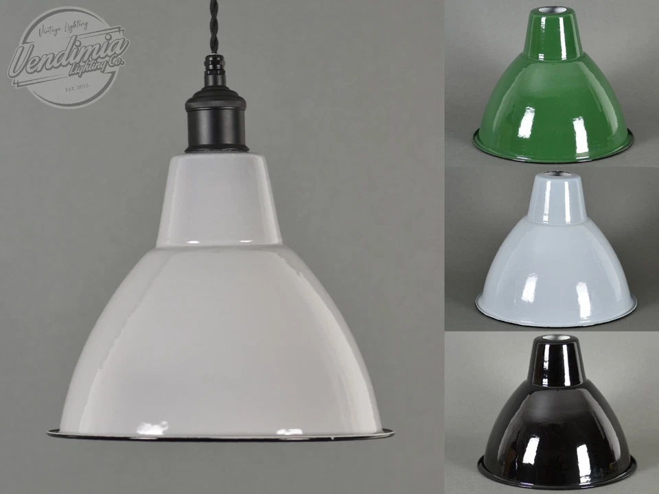 VENDIMIA LIGHTING CO. Domed Vintage Industrial Factory Enamel Shade Lampshade Steel Pendant