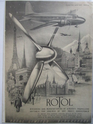 10/1946 PUB ROTOL PROPELLER FLUGZEUG MOTOR PARIS TOUR EIFFELTURM ORIGINAL ANZEIGE