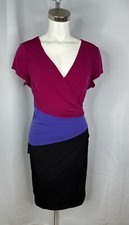 London Style Collection Magenta Purple Black Ruffle Sheath Dress Plus Sz 18