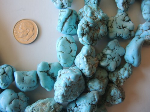 Fili di perle di pepita turchese - lotto di 4 - Foto 6 di 8