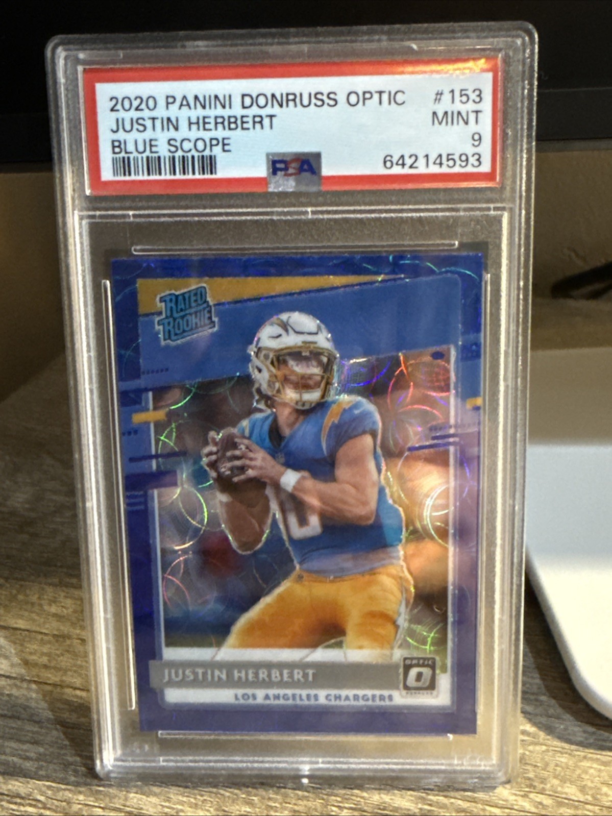 2020 Panini Donruss Optic - Rated Rookies Justin Herbert  Blue Scope Prizm (RC)