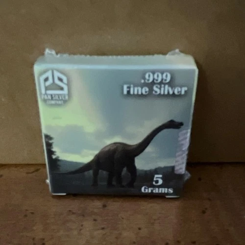 Pan Silver Company 5 Gram Bar .999 Fine Dinosaur Design