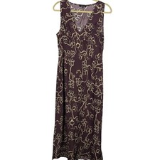 Madewell Purple Floral V-Neck Sleeveless Maxi Dress Sz 10 Plum Cream Empire NWT