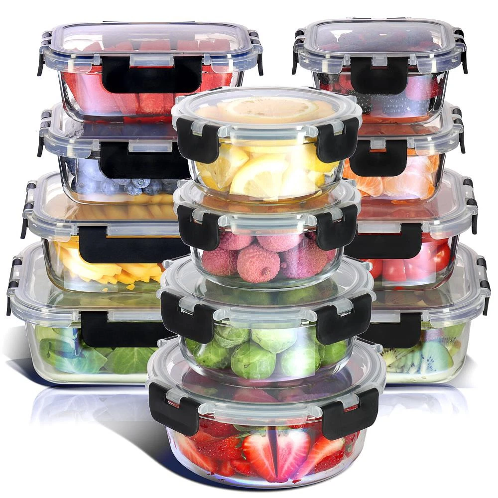 12 Set Glass Food Storage Containers with Lids Airtight Glass container ☄
