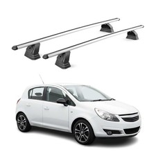 Alu Dachträger für Opel Corsa D 2006-2014 TÜV T-Nut Abschließbar 2tlg Silber