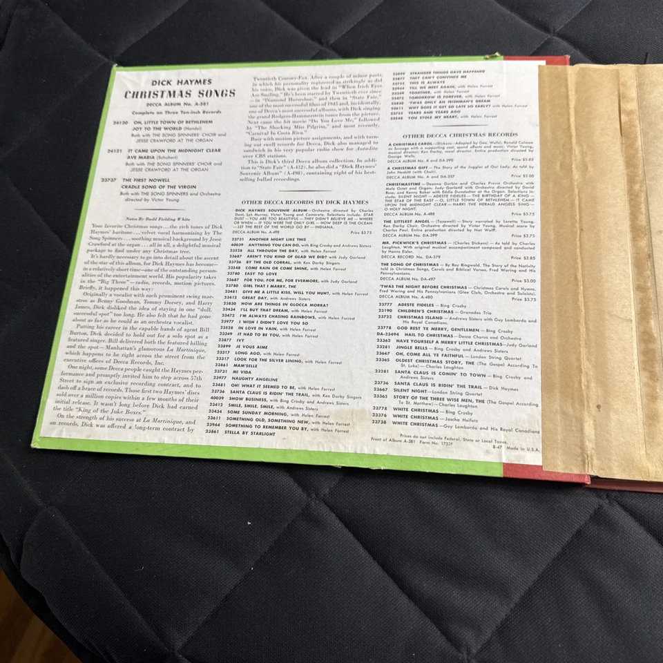 Vintage Decca Vinyl Record Book Box Set Dick Haymes Christmas Songs Foto 2 de 4