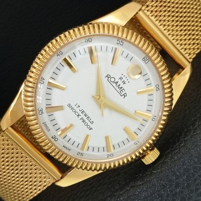 REFURBISHED VINTAGE HANDAUFZUG SCHWEIZER HERREN WEISSES FARBE ZIFFERBLATT UHR a707377-2