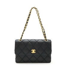 Chanel Wild Stitch Matelasse Leather Shoulder Bag Women Black One Size