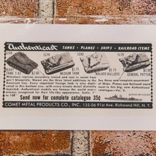 1956 Comet Metal Products Authenticast Tanks Planes Ships RR - Orig Vtg Print Ad