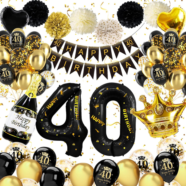 40 Geburtstag Deko, Schwarz Gold Deko 40 Geburtstag Mann, 40 Geburtstag MäNner D-image