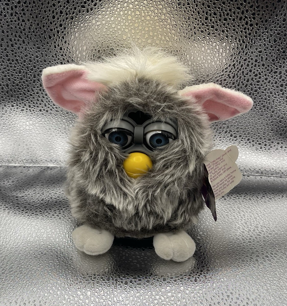 Vintage 1998 Tiger FURBY Gray White Plush Original Church Mouse