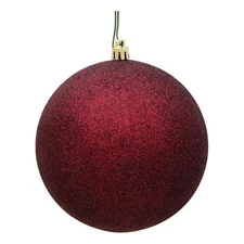 Vickerman 8" Contemporary Plastic Ball Ornament in Glitter Burgundy Red