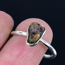 Spectacular Amethyst Rough Gemstone 925 Sterling Silver Ring Size Adj.