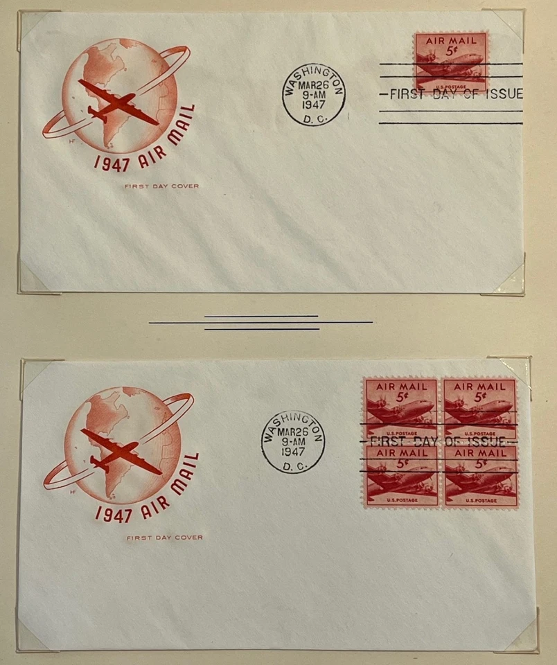 1947 5c Airmail 'DC-4' #C33 First Day Covers (4 total) - Art Craft & Farnam - Image 4 of 4