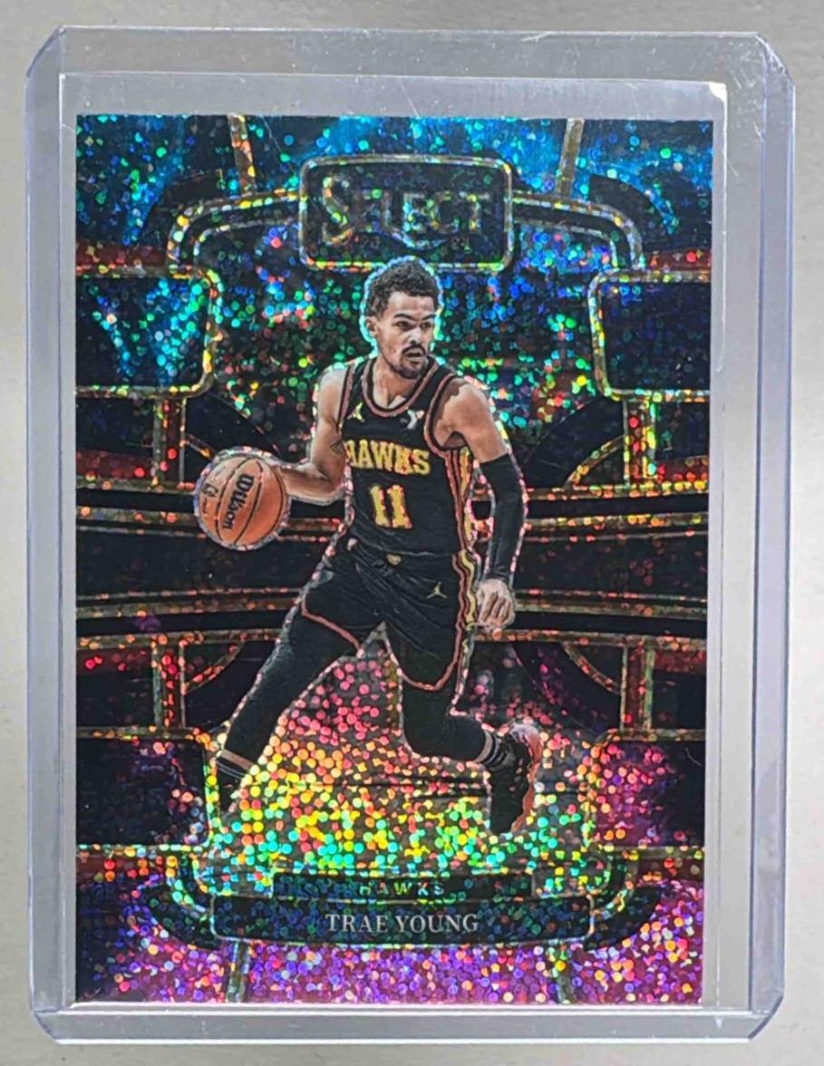 Trae Young 2023 Panini Select #43 Cosmic Prizm SSP Concourse