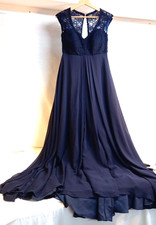 MoriLee Madeline Gardener Dress Blue Size 12 Button Back Elegant Long Floaty