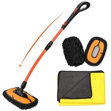 Car Wash Brush with Long Handle, 47" Car Wash Mop with Grip Handle, 2 Replace...