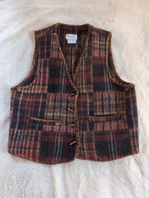 Vintage At Last Studio Plaid Check Wool Vest Women's Medium 90s Fall XL
