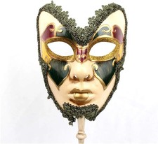 YU FENG Venetian Masquerade Mask Set, Adult Carnival Costume Mask on Stick for M