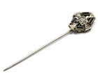 European Cut Diamond & Sapphire Stick Pin Art Deco 18K Solid White Gold Natural