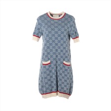 Gucci GG Wool x cotton Knit dress S Ladies' Blue  579787