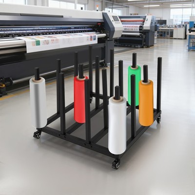 Mobile 16 Rolls File Organizing Shelf Rolling Blueprint Vinyl Storage Stand Cart