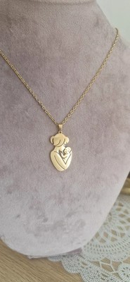Halskette Mama und Baby Edelstahl vergoldet 50cm Anhänger Mutterliebe Schmuck
