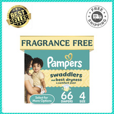 Pampers Swaddlers Size 4 Diapers, 66 Count, Fragrance-Free Hypoallergenic Soft