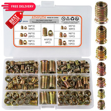 Threaded Inserts for Wood, 121 Pieces Zinc Plated M4 M5 M6 M8 M10, Yellow