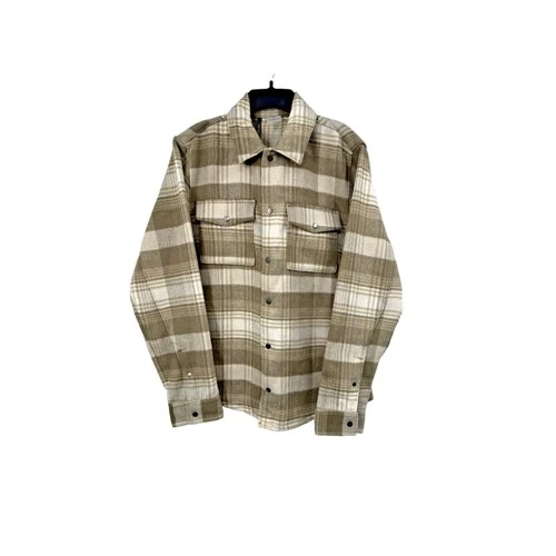 Flannel Plaid Shacket Enlighten Stone Tan Small VRST Wool Blend Shirt Jacket - product listing photo