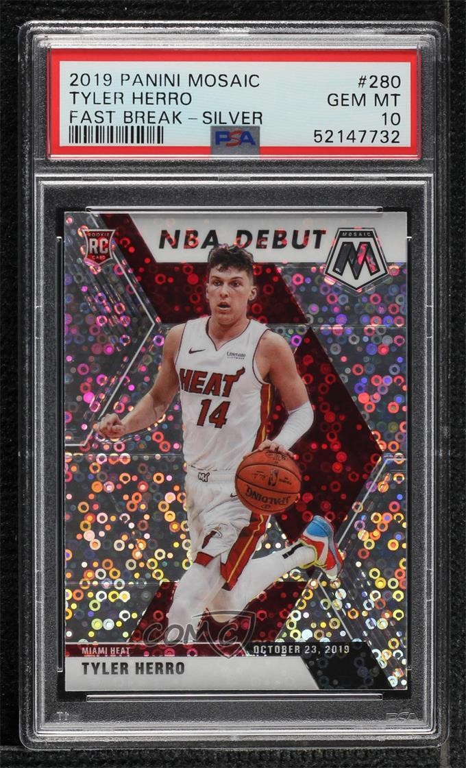 2019 Mosaic NBA Debut Fast Break Silver Prizm Tyler Herro #280 PSA 10 Rookie RC