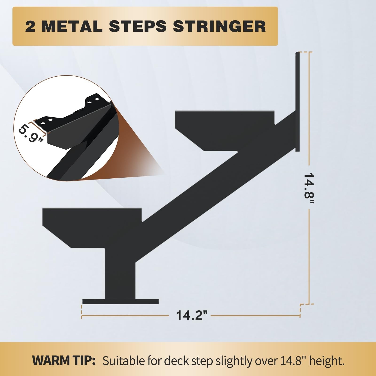 3 Pack Steel Stair Stringer, 2 Steps Stair Riser, Outdoor Metal Step ...