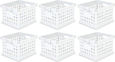 Stackable Plastic Storage Crate Bin Organizer File Box with Handles for Home