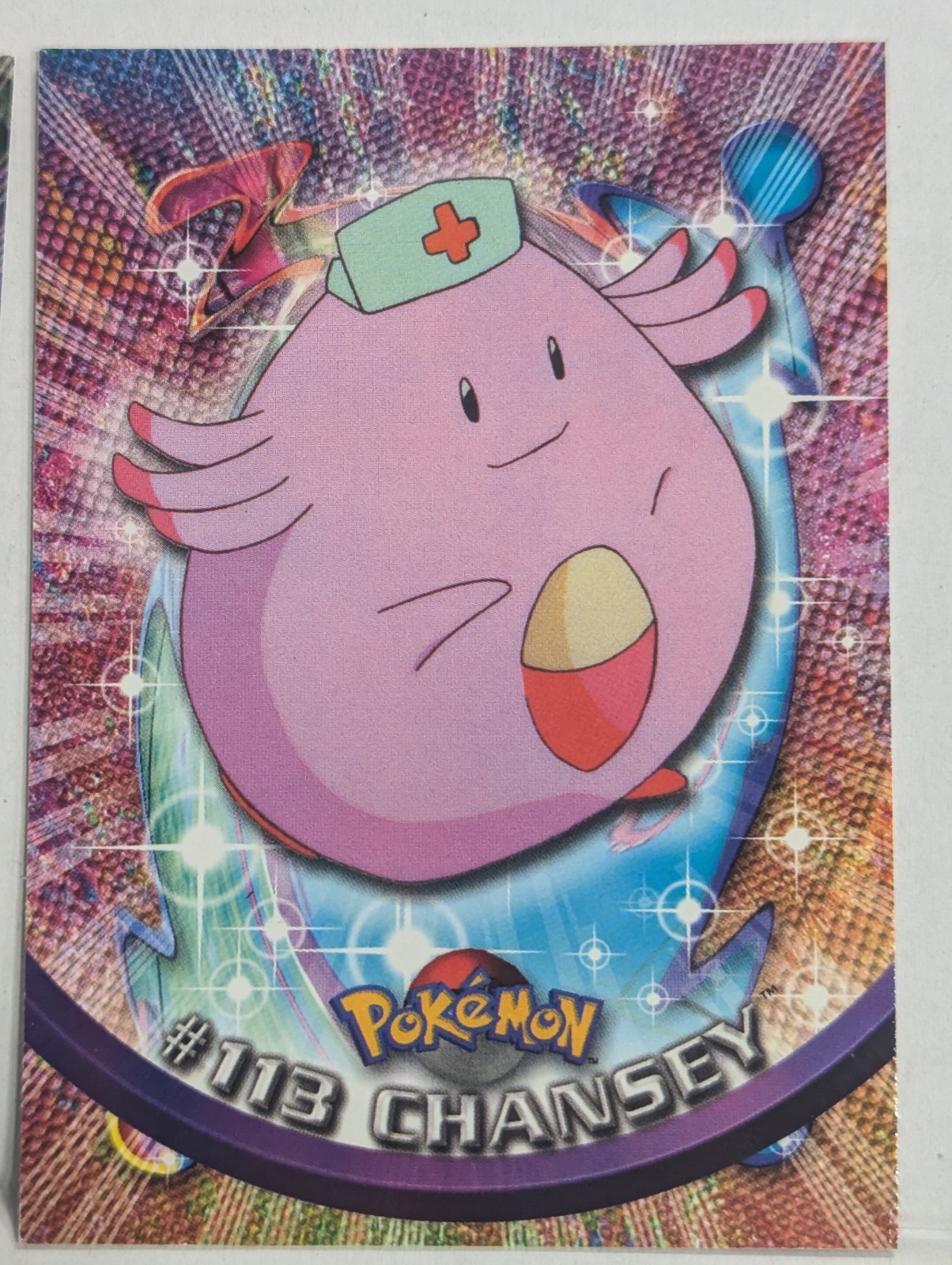 Topps Pokemon Chansey #113 TV Animation Edition Non Holo Blue Logo 2000 NM