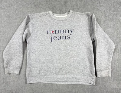 VTG Tommy Jeans Sweatshirt Mens Med Made in USA Crewneck Spell Out 90s Star