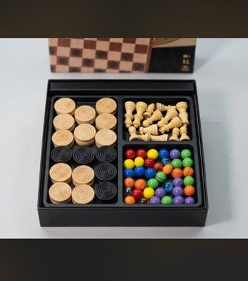 Game Gallery 3-in-1 Classic Board Games Set Wood Chess Checkers Chinese Checkers