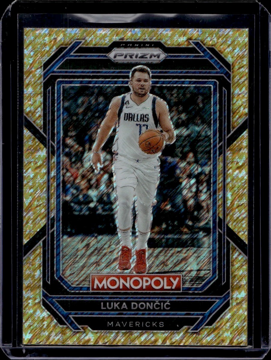 Luka Doncic 2022-23 Panini Prizm Monopoly #19 Gold Money Shimmer #D 477/500
