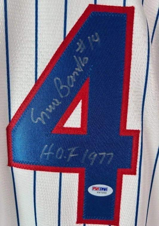 Ernie Banks Autographed Majestic Chicago Cubs Jersey w/ Inscription PSA COA - Image 2 of 4