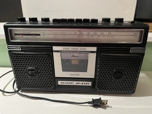 Vintage Sharp GF-4141 Boombox Radio Cassette Player Works!