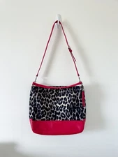 COACH Purse F23266 Parker Ocelot Print  Hobo Red Leather W/ Grey Interior 